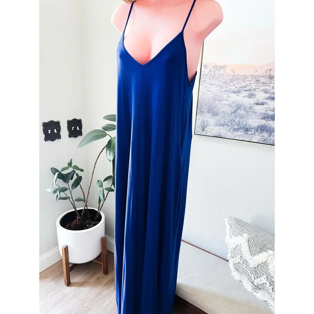 Sapphire Skies & Quiet Meadow Wanderings 🌾 drapey soft pocketed maxi dress
